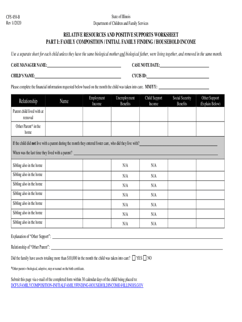  CFS 458 B Family Composition Initial Family Finding Household Income 2020-2024