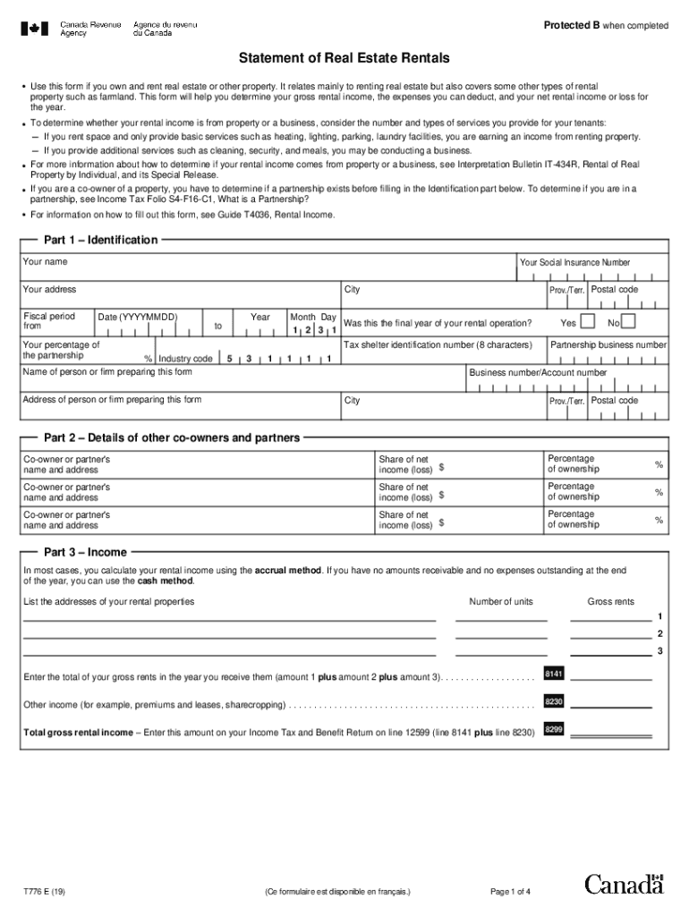 Statement of Real Estate Rentals Income Telford Associates  Form