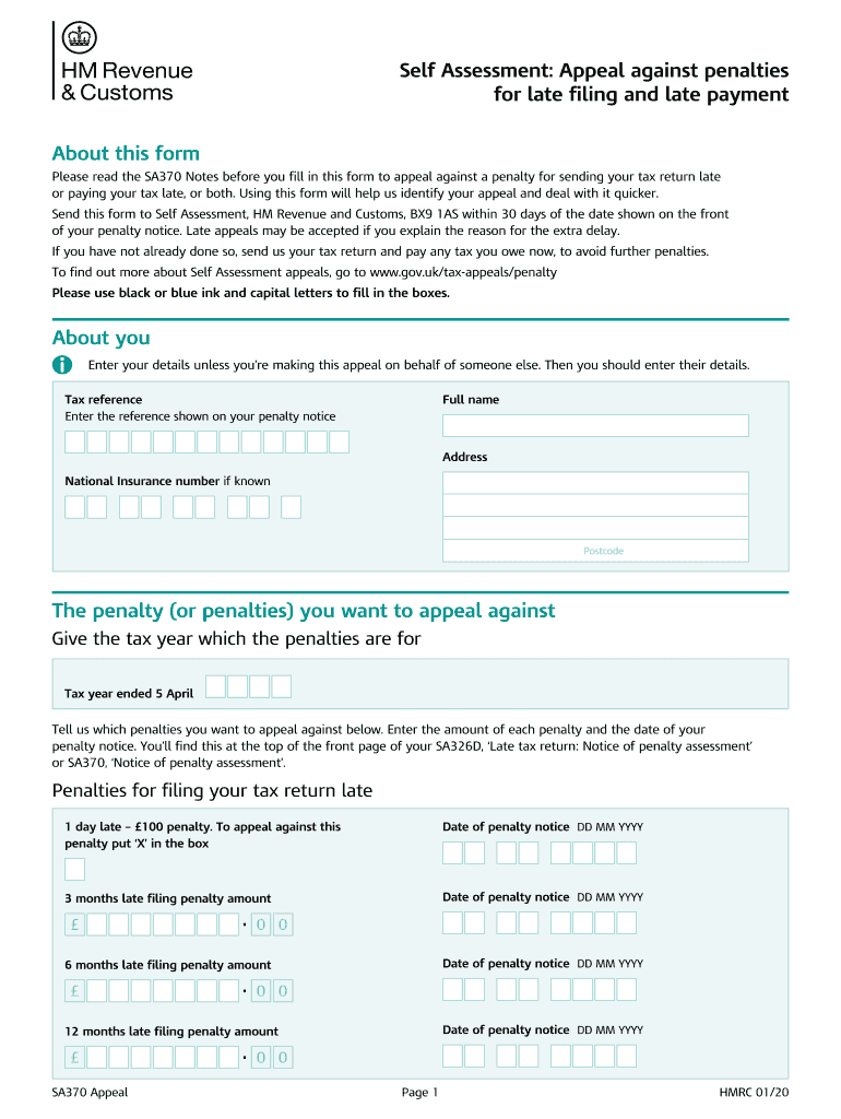  Appeal Against Penalties for Late Filing and Late Payment Fill 2020-2024