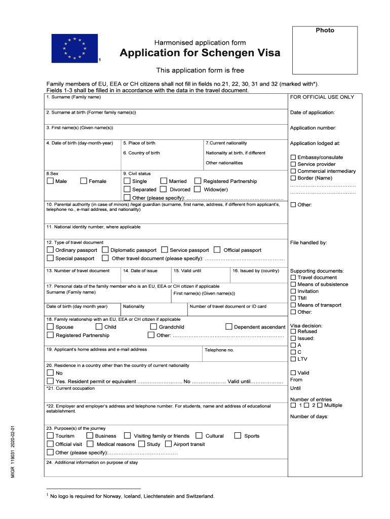  Family Members of EU, EEA or CH Citizens Shall Not Fill in Fields No 2020