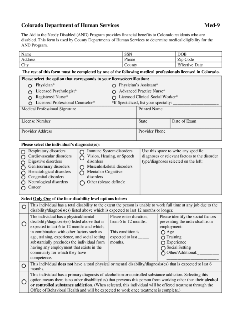 Med 9 Colorado 20202024 Form Fill Out and Sign Printable PDF