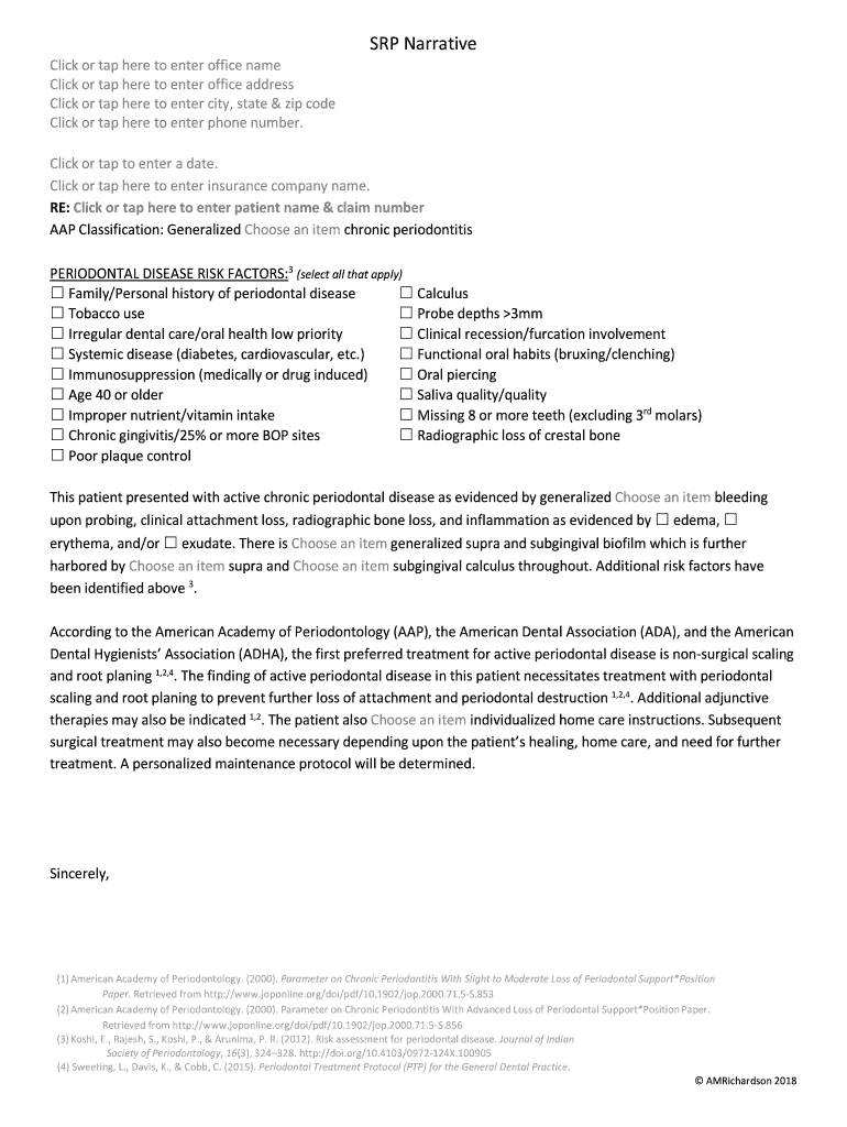 Srp Narrative Template  Form