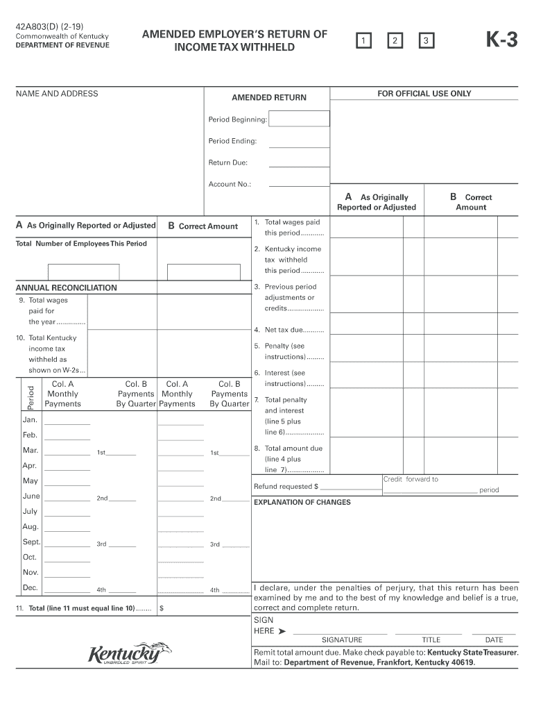 Kentucky K3 2019 2024 Form Fill Out And Sign Printable Pdf Template