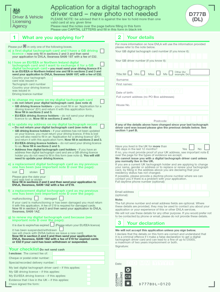  Dvla Application Completion Form 2020