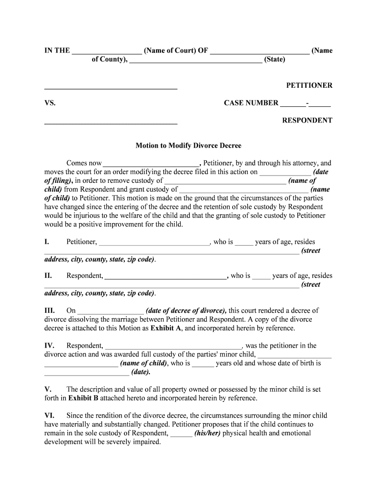 Divorce Modification Form