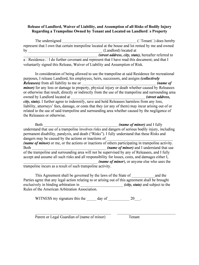 Landlord Liability  Form