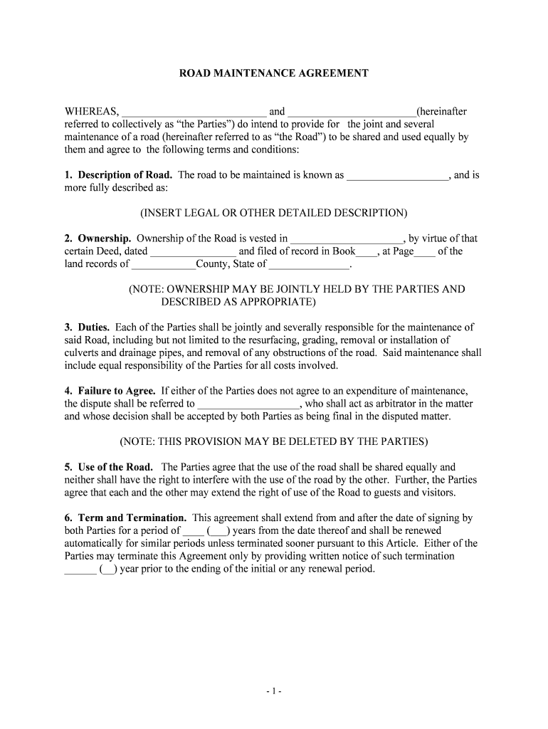 Pa Road Widening Agreement with Hauler  Form