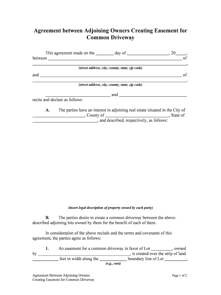 Driveway Easement  Form