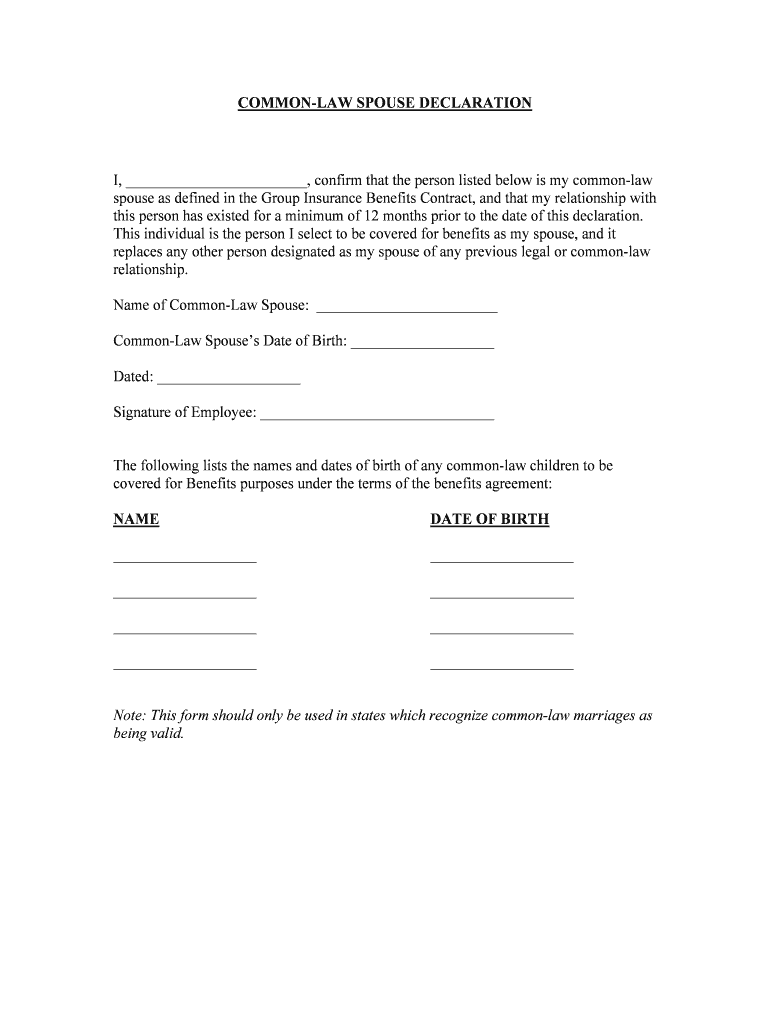 Common Law Marriage  Form