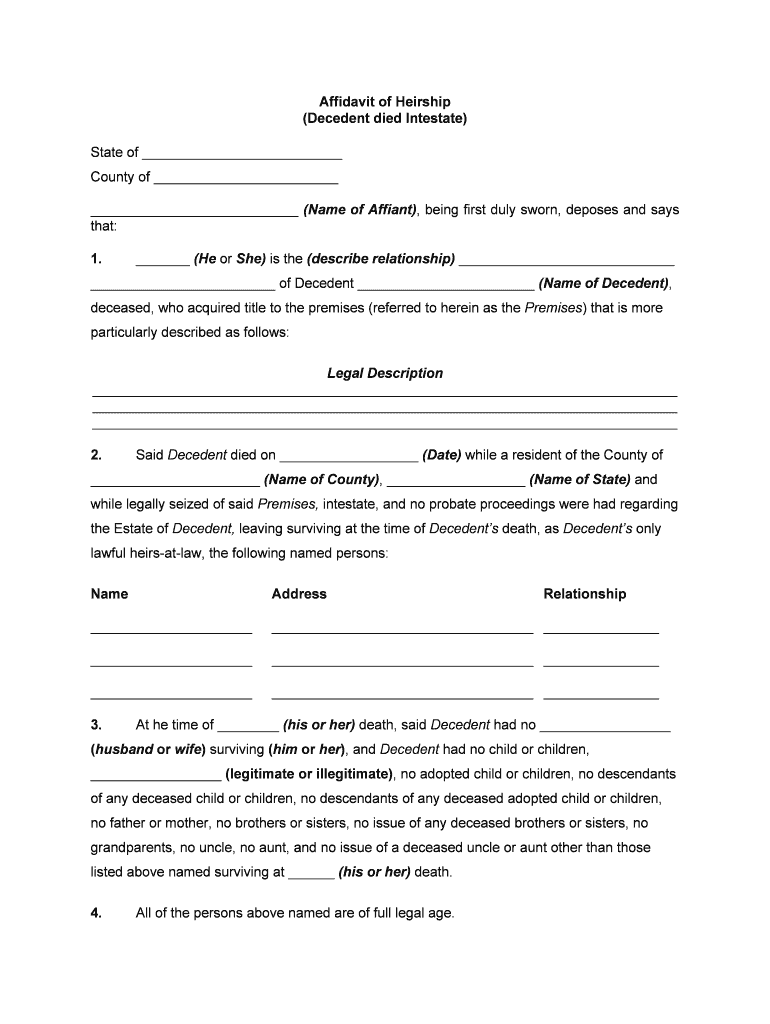 Affidavit Heirship  Form