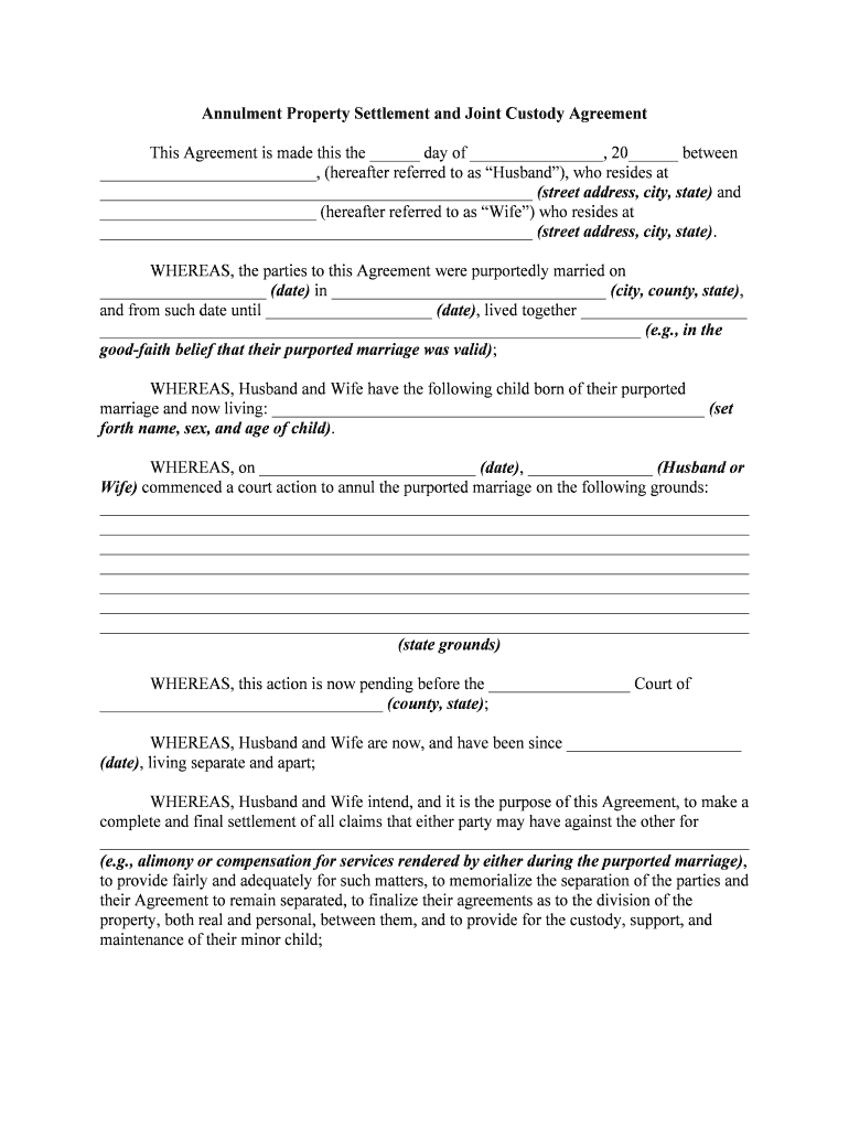 Annulment Settlement  Form
