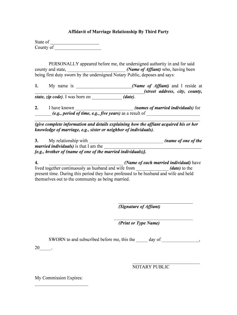 Affidavit Marriage Sample  Form