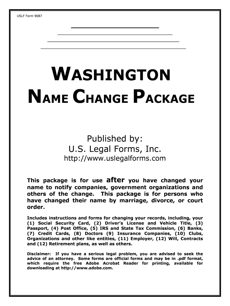 Washington Legal Name Change  Form