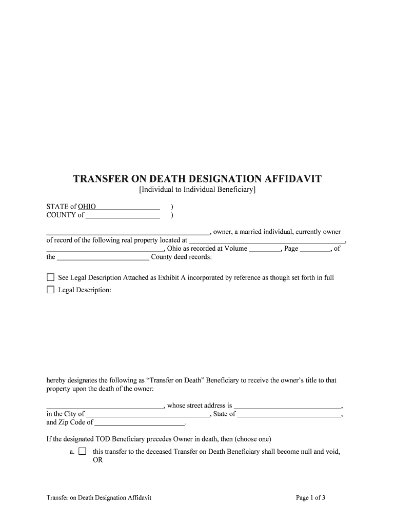  Transfer on Death Deed Ohio PDF 2020-2024