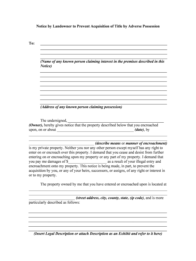 Adverse Possession Form