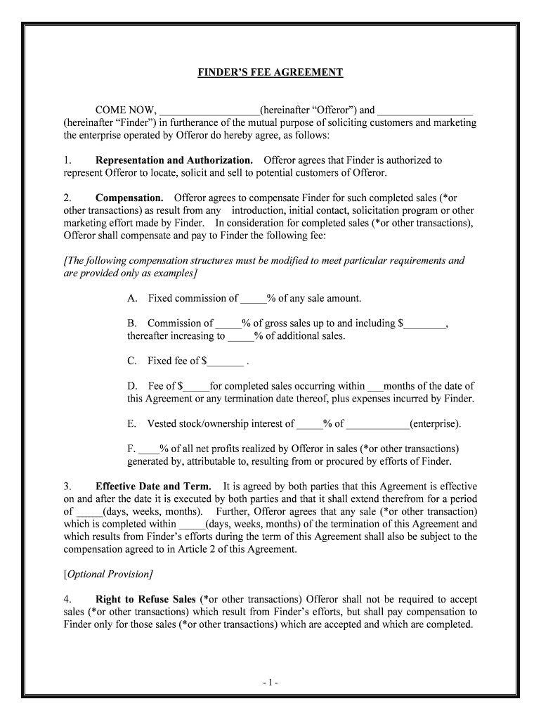 Fee Agreement Template Word  Form