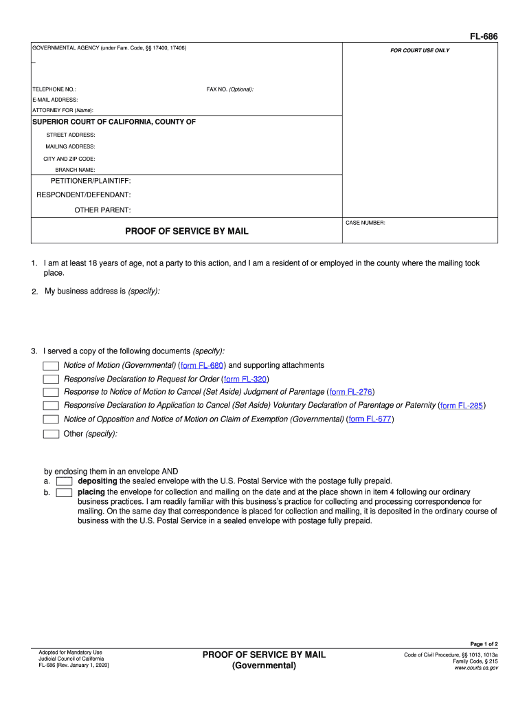  Fl 355 Form Proof of Service by Mail 2020-2024