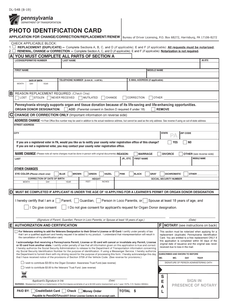  Pa Photo Identification Card 2019-2024