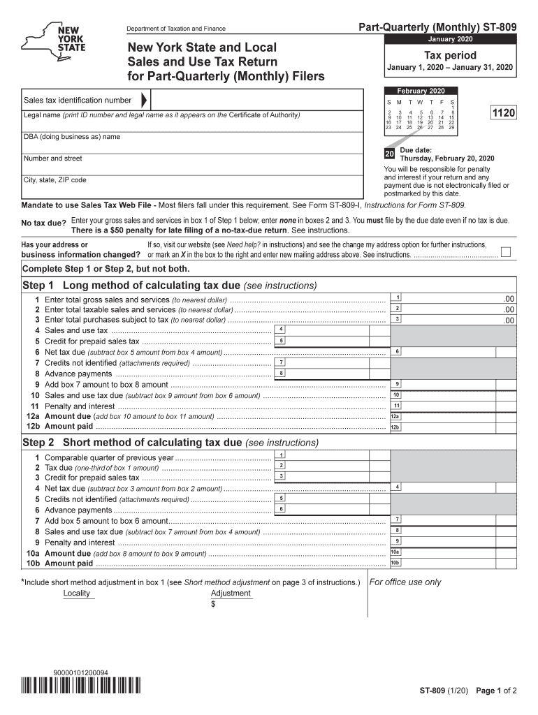  Form ST 809120New York State and Local    Tax Ny Gov 2020