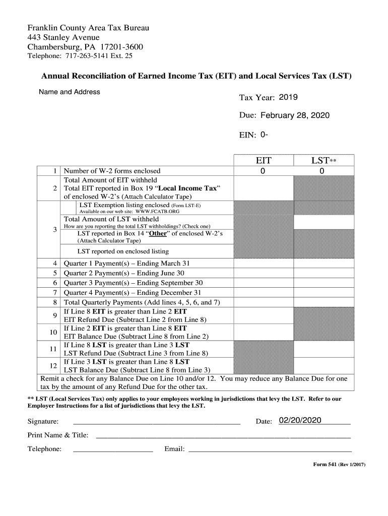  Employer Annual Reconciliation Form 541 2019-2024