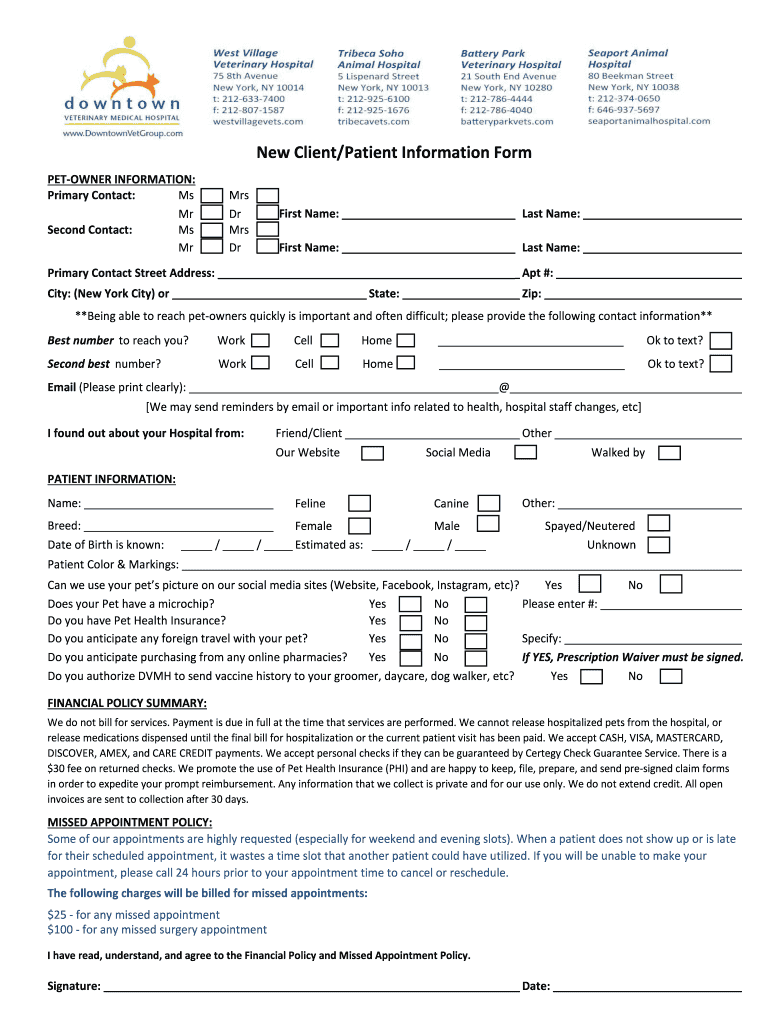  Copy of DVMH New Client Form Template Xlsx 2019-2023