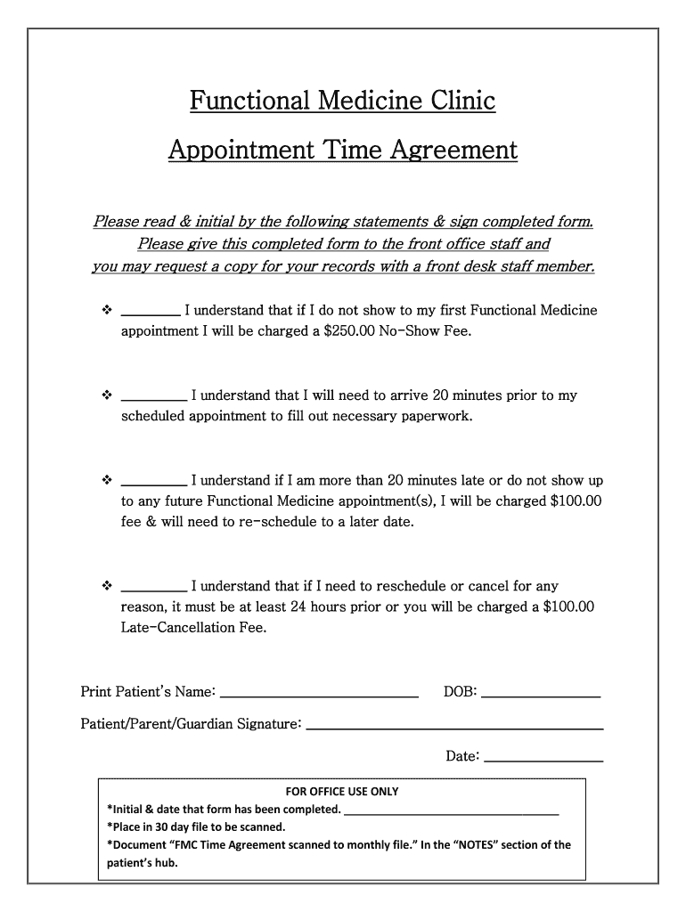 Appointment Time Agreement Form Appointment Time Agreement