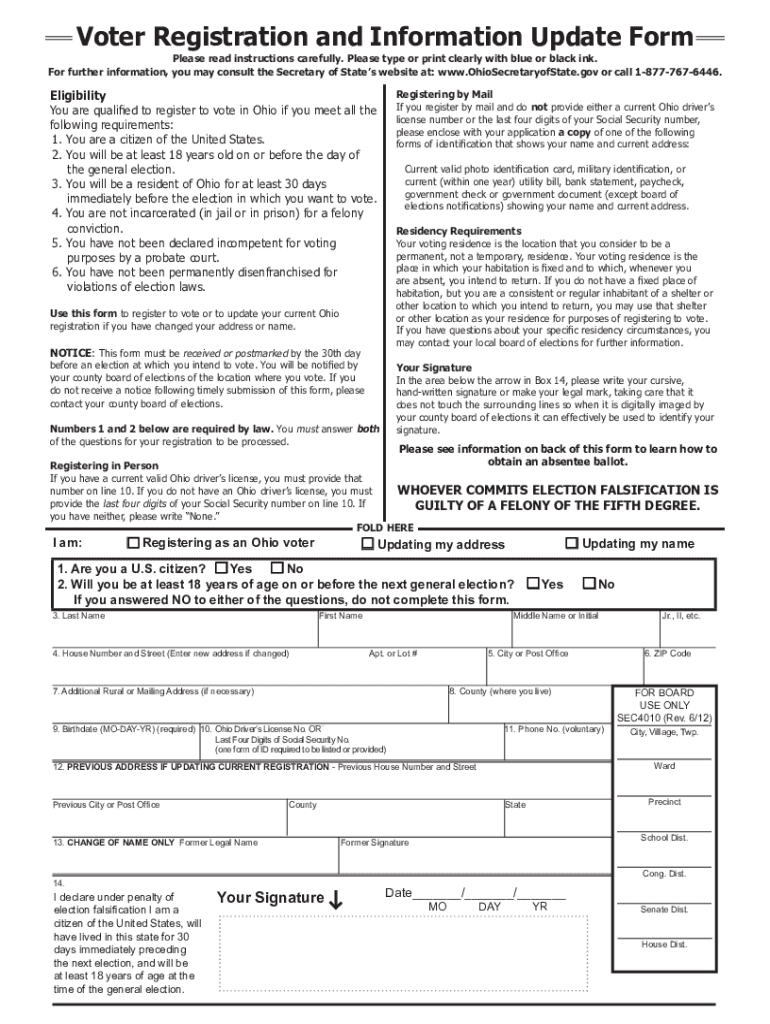  Ohio Voter Registration Information 2012-2024