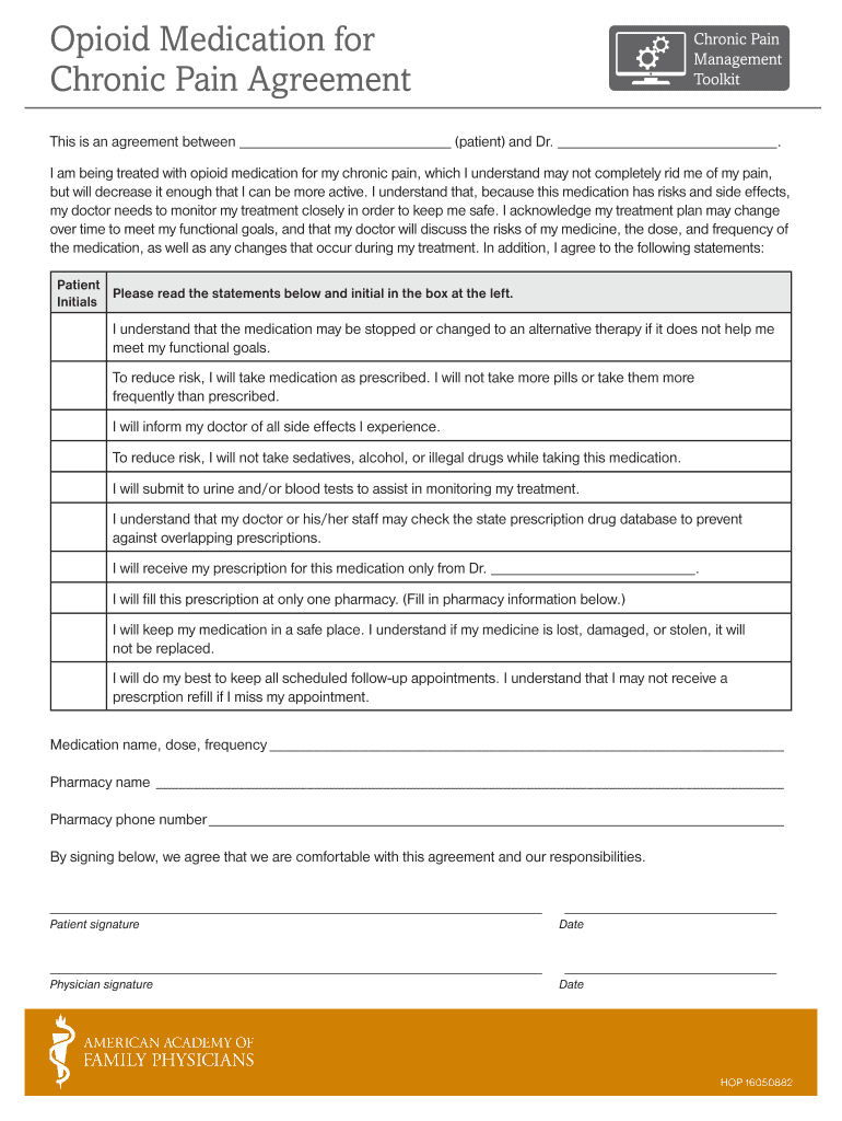 Chronic Pain Management Toolkit Agreement  Form
