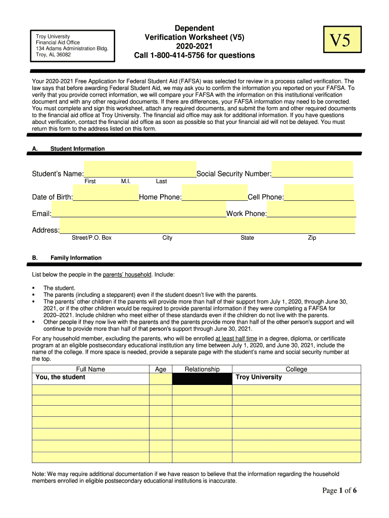  Dependent Verification Worksheet V5 2021 Call 1 800 2020-2024