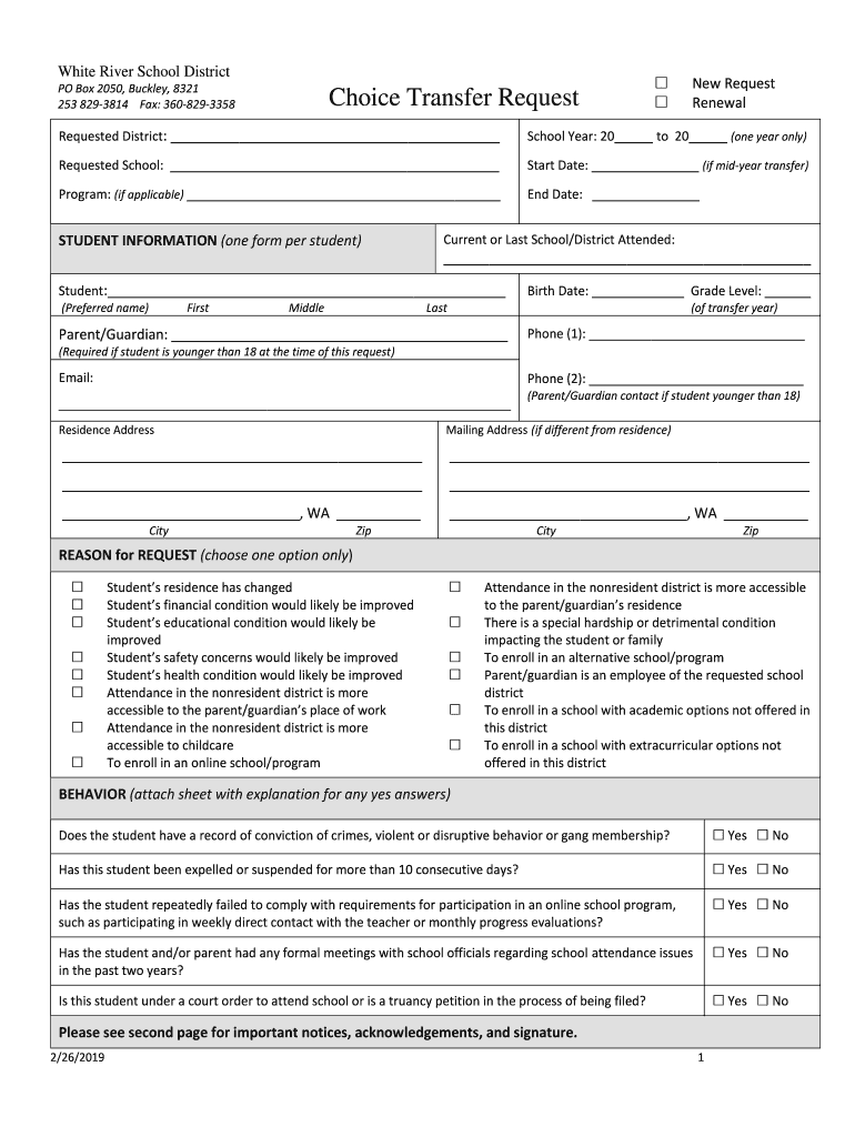  Wa Choice Transfer 2019-2024