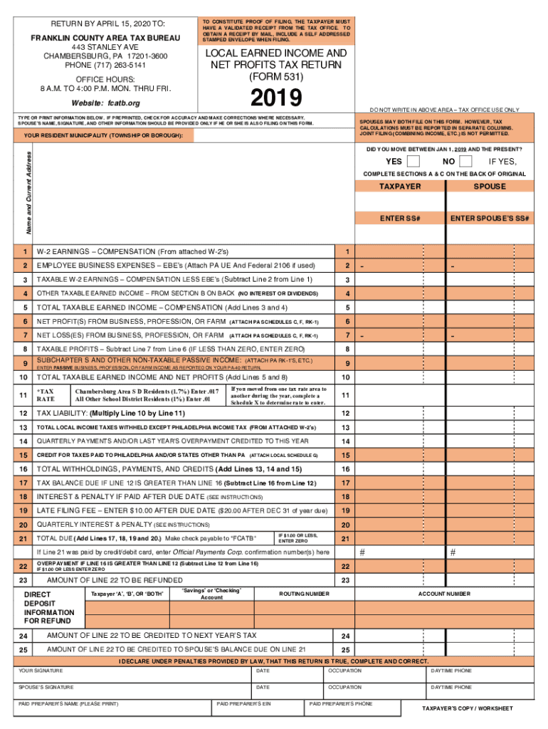  Franklin County Area Tax Bureau 2019