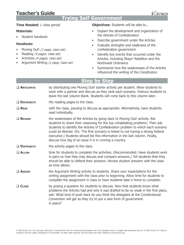 Trying Self Government Answer Key  Form