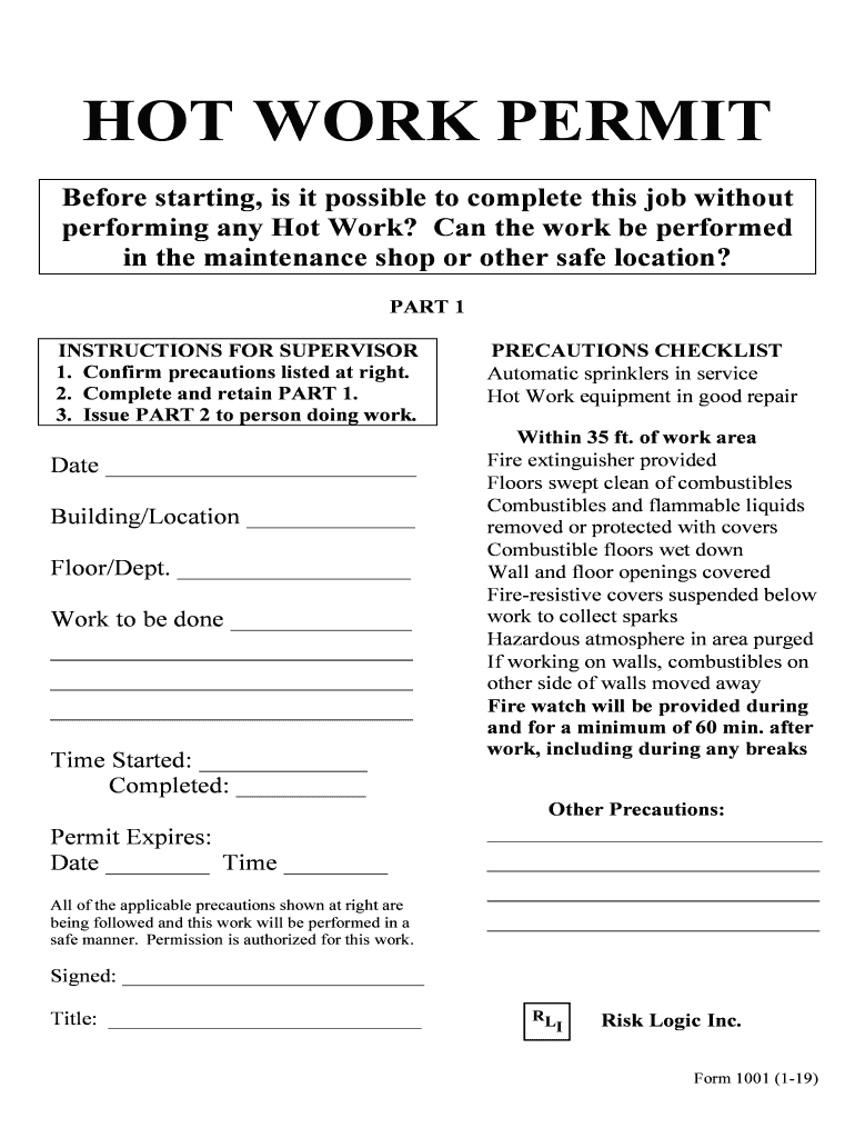 Hot Work Permit Guidelines Iowa State University  Form