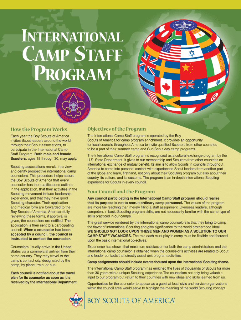  International Camp Staff Program Council Application 2019-2024