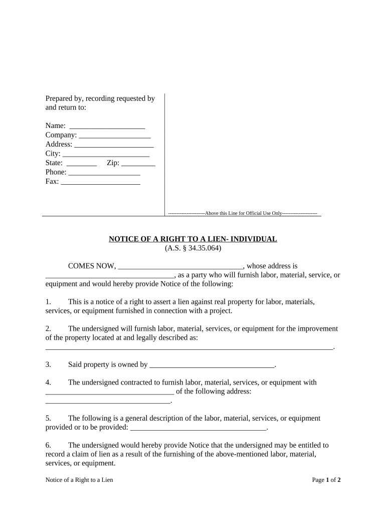 Alaska Lien  Form