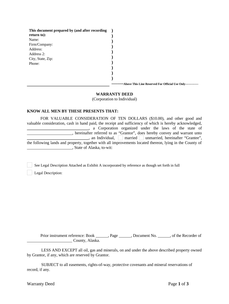 Ak Warranty Deed  Form