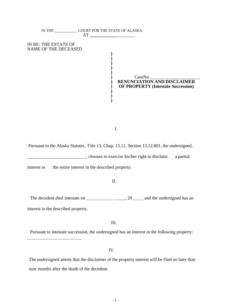 Alaska Disclaimer  Form