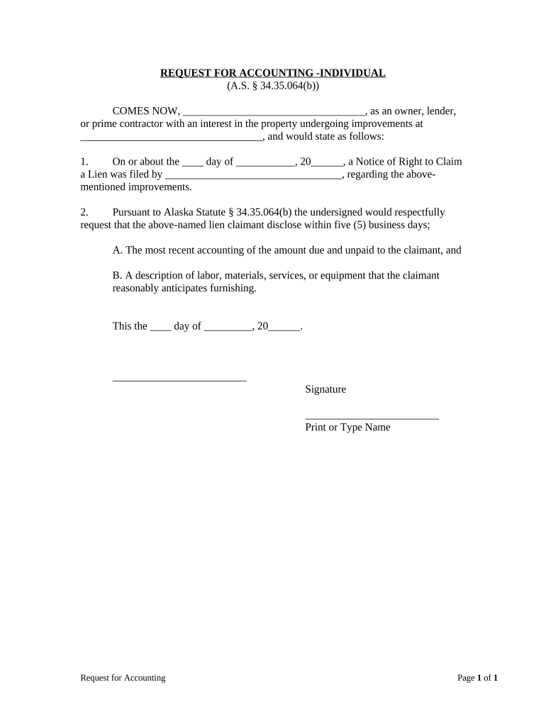 Request for Accounting Individual Alaska  Form