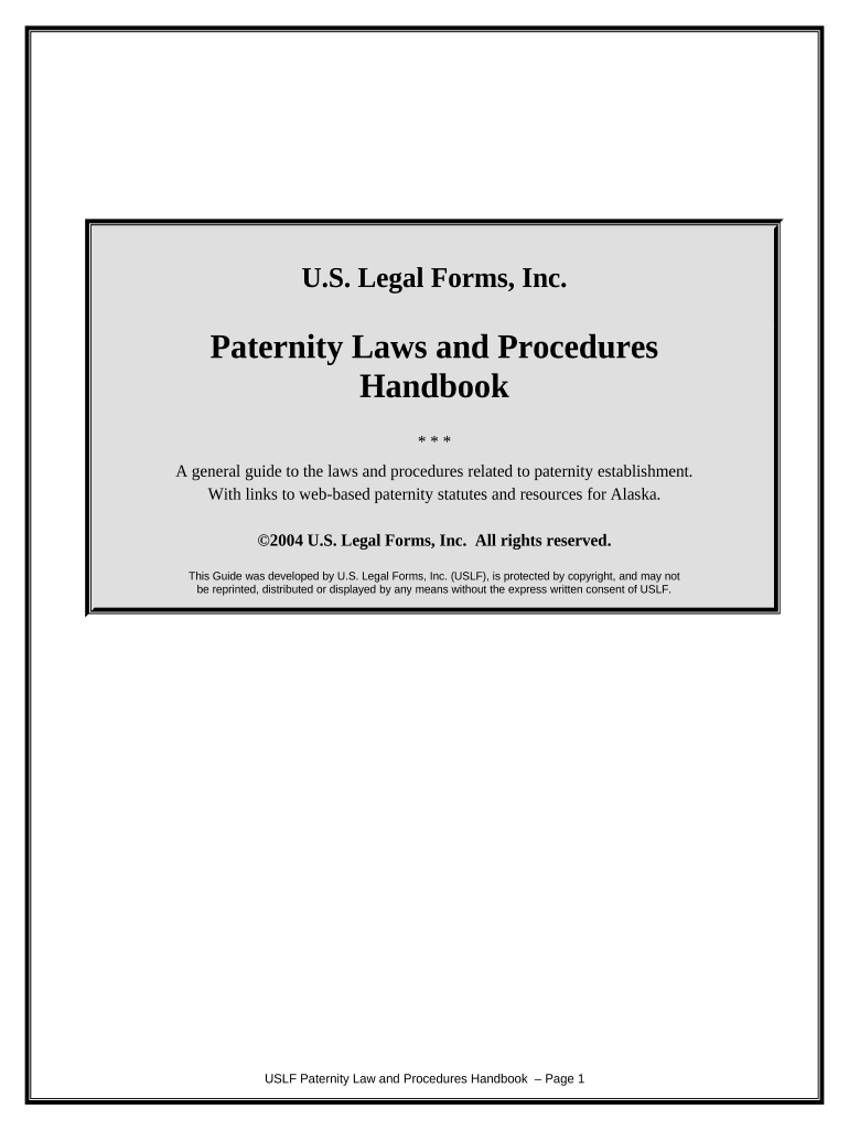 Paternity Law and Procedure Handbook Alaska  Form