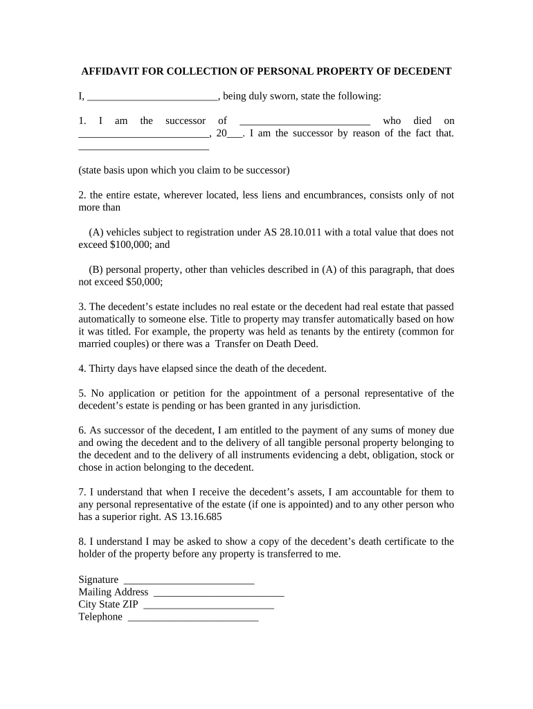 Alaska Estate  Form