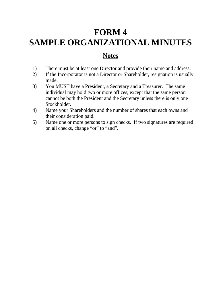 Minutes for Organizational Meeting Alaska Alaska  Form