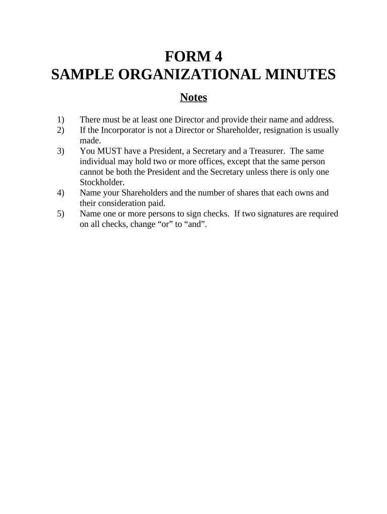 Minutes for Organizational Meeting Alaska Alaska Form