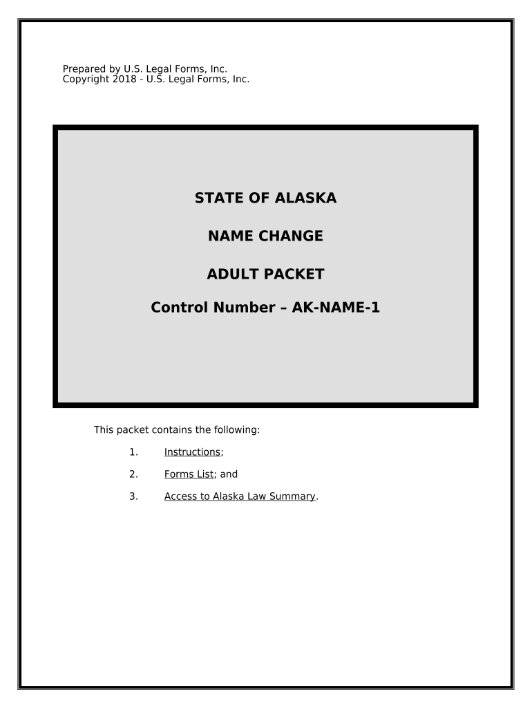 Name Change Instructions and Forms Package for an Adult Alaska