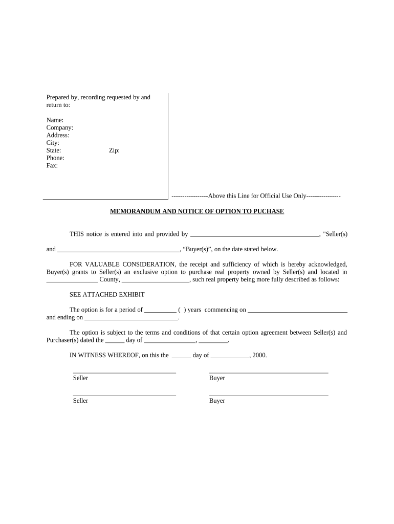 Notice of Option for Recording Alaska  Form