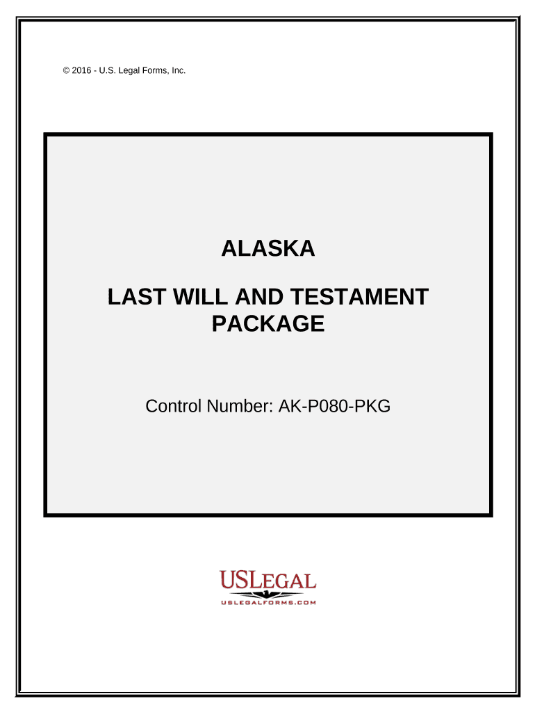 Last Will and Testament Package Alaska  Form