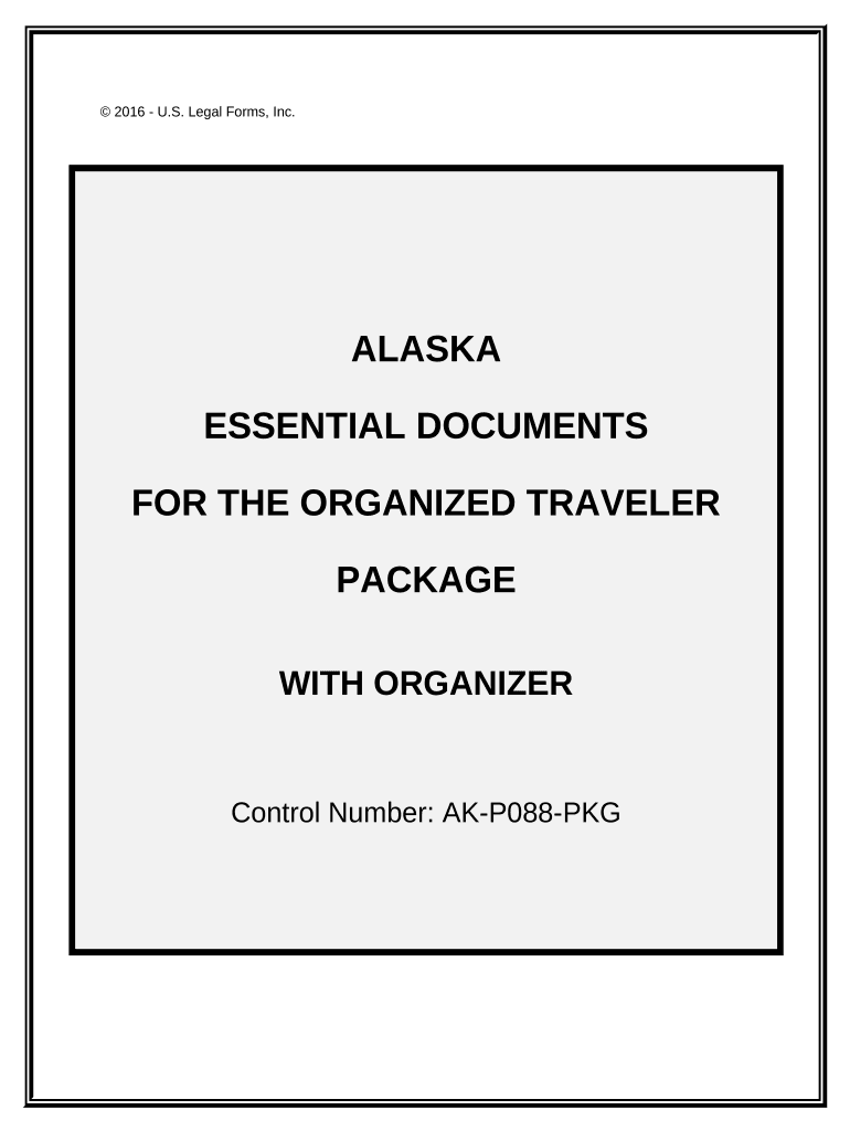 Essential Documents for the Organized Traveler Package with Personal Organizer Alaska  Form