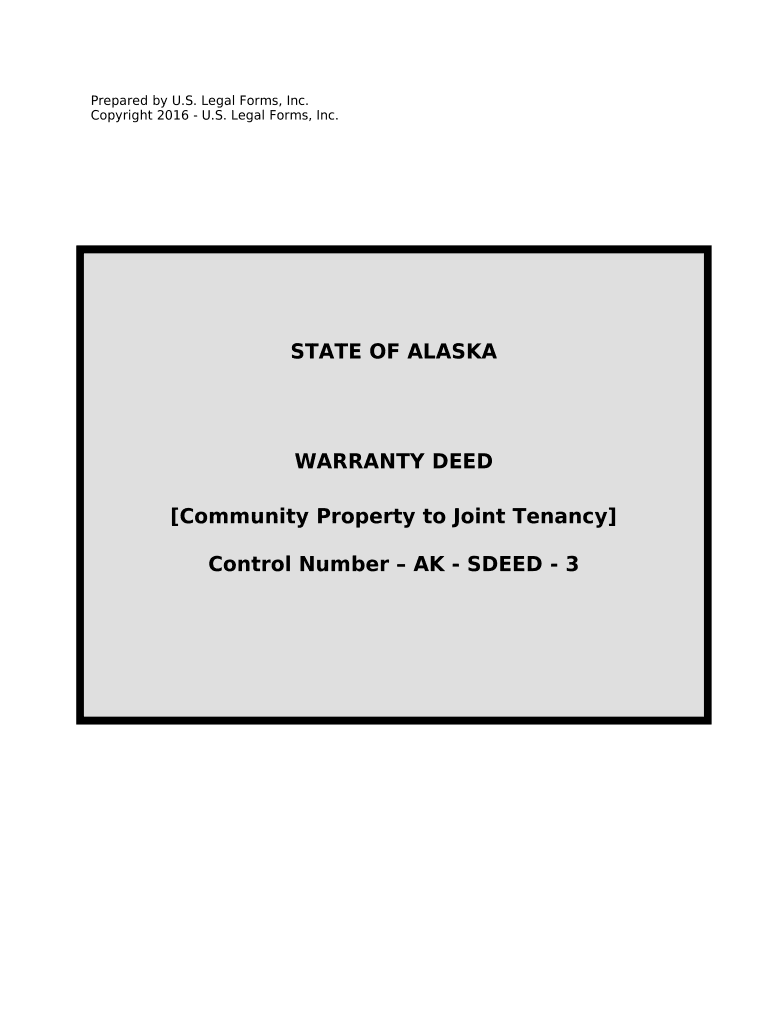 Warranty Deed to Convert Community Property to Joint Tenancy Alaska  Form
