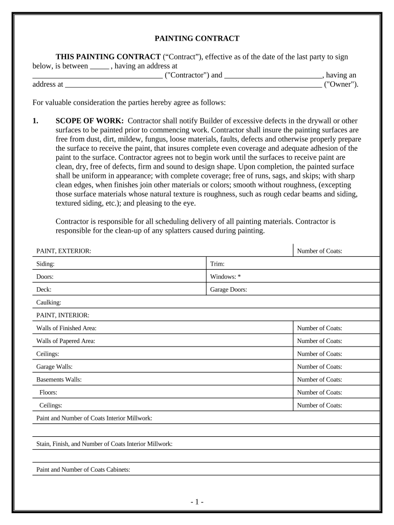 Painting Contract for Contractor Alabama  Form