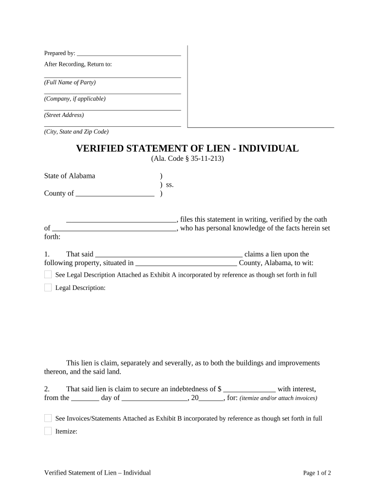 Alabama Lien Form