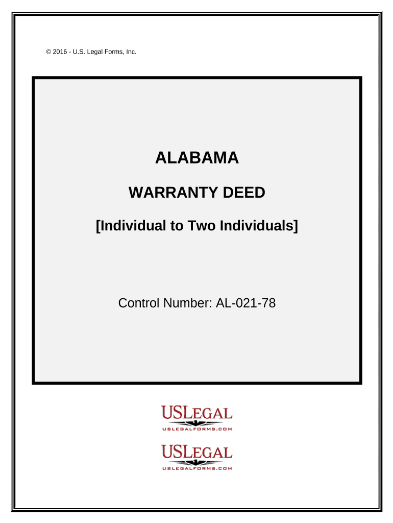 Warranty Deed from an Individual to Two Individuals Alabama  Form